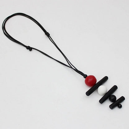 Red Linear Layers Pendant Necklace