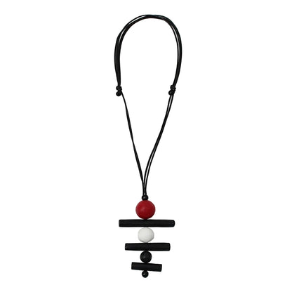 Red Linear Layers Pendant Necklace