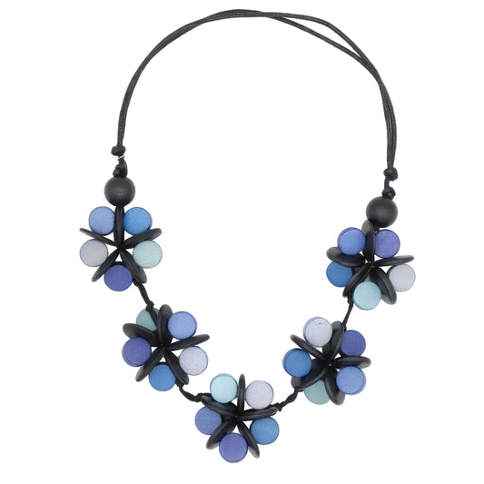 Blue Cascading Blooms Necklace