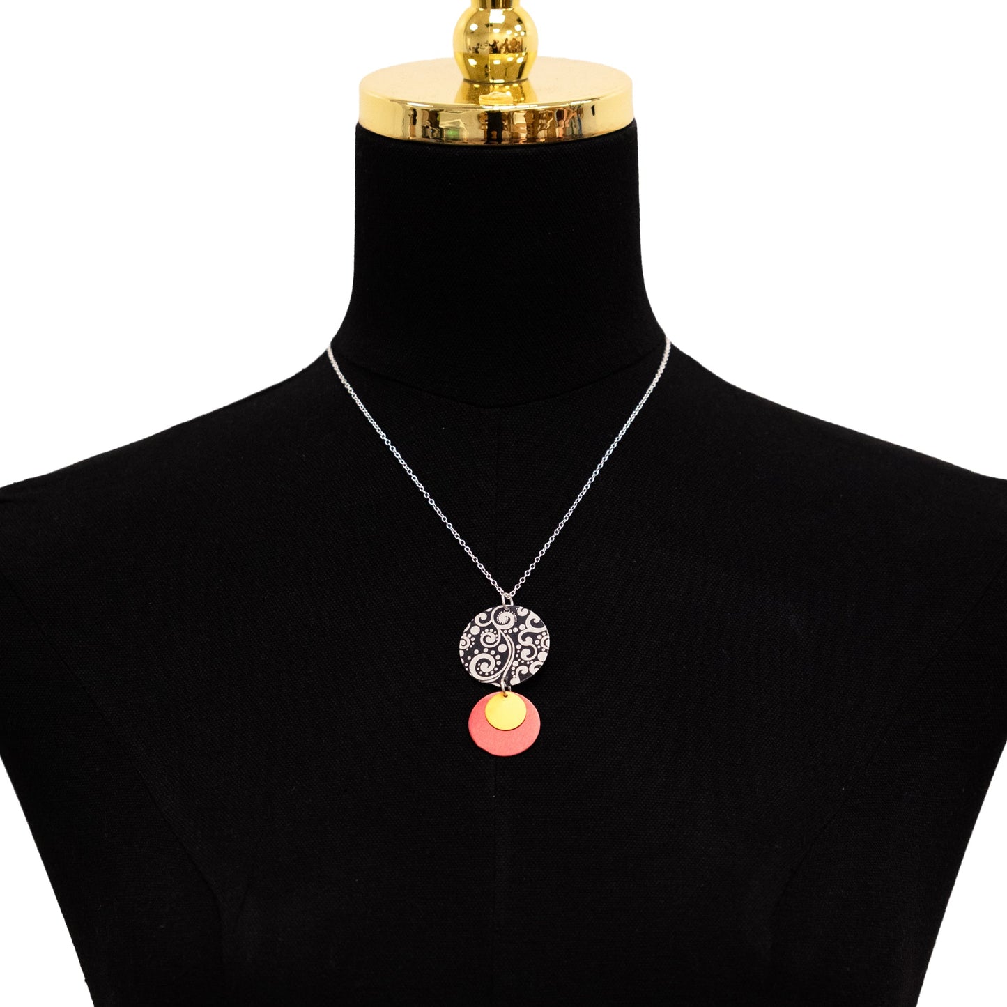 Red and Black Filigree Necklace