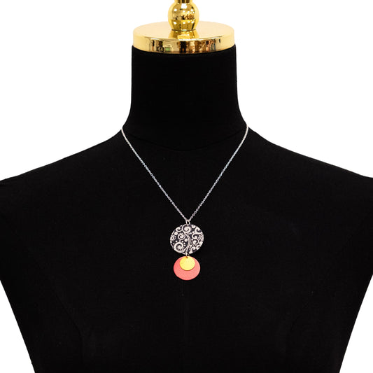 Red and Black Filigree Necklace