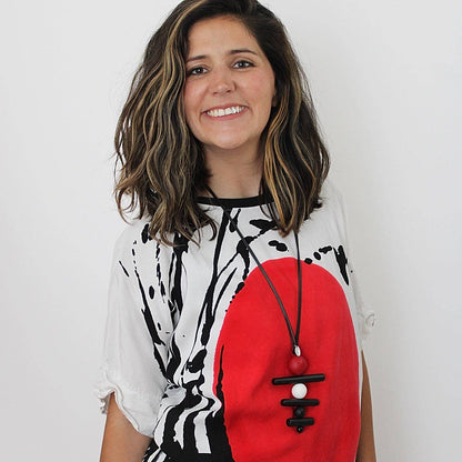 Red Linear Layers Pendant Necklace